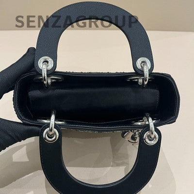 Dior Lady Dior Black Silver Hardware Handbag Classic Women's Fashion