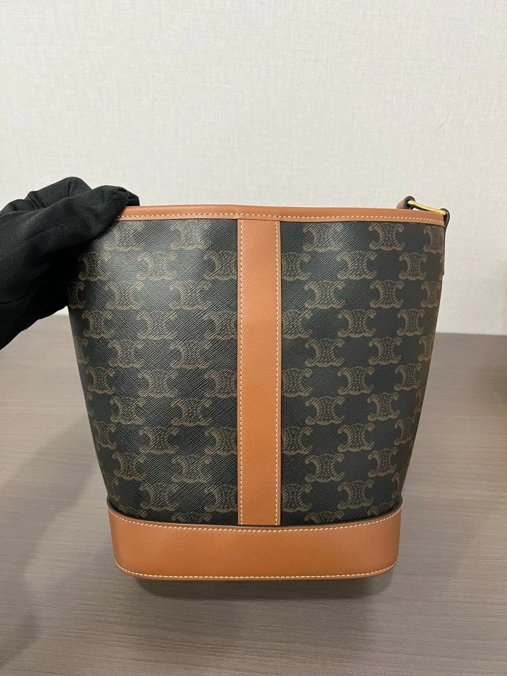 Authentic Celine Monogram Canvas Small Bucket Bag For Women