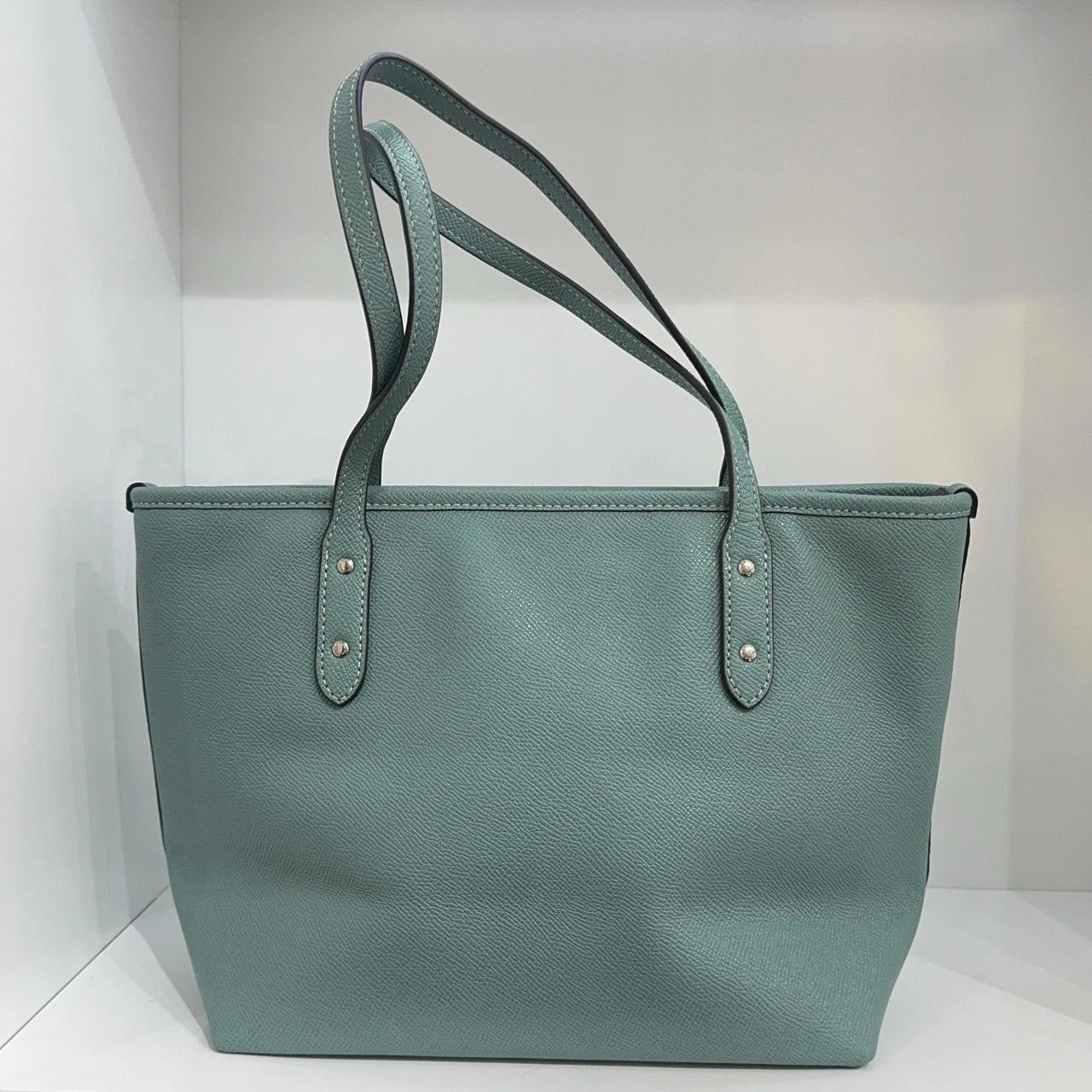 Coach Mint Green Leather Tote Shoulder Handbag For Women