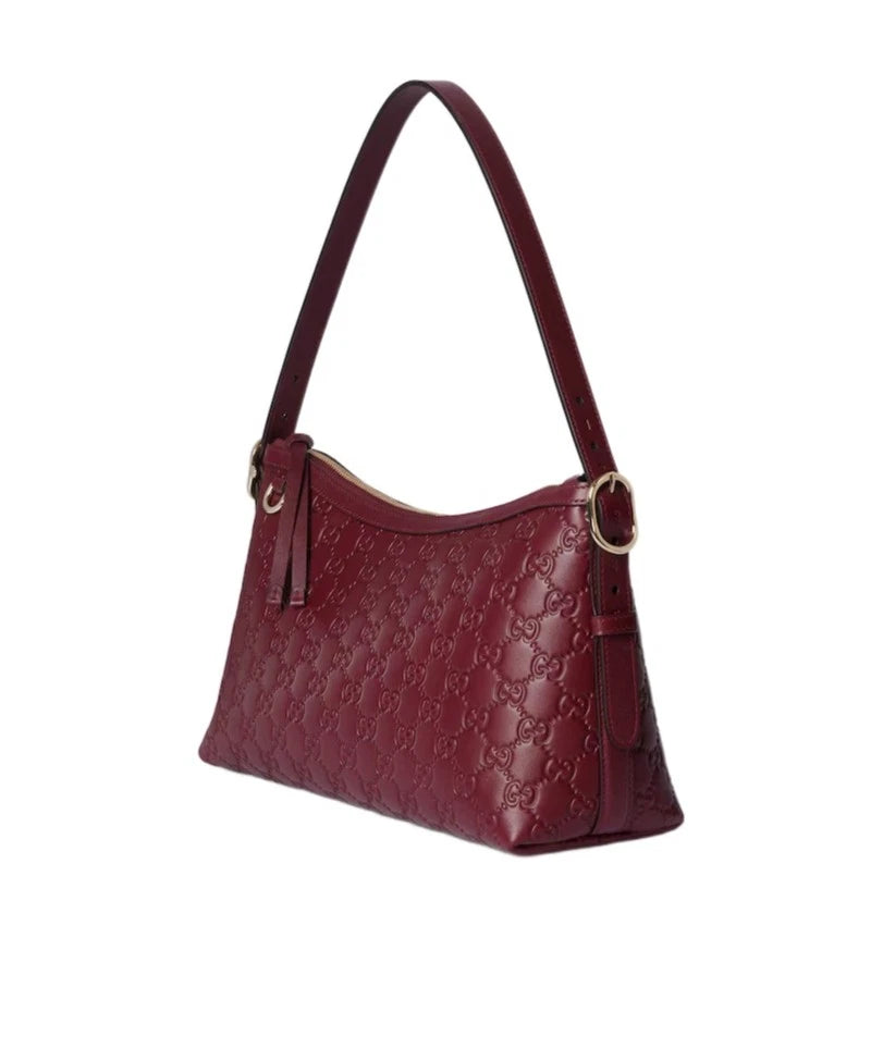 Gucci Emblem MM Shoulder Bag Red Women Fashion
