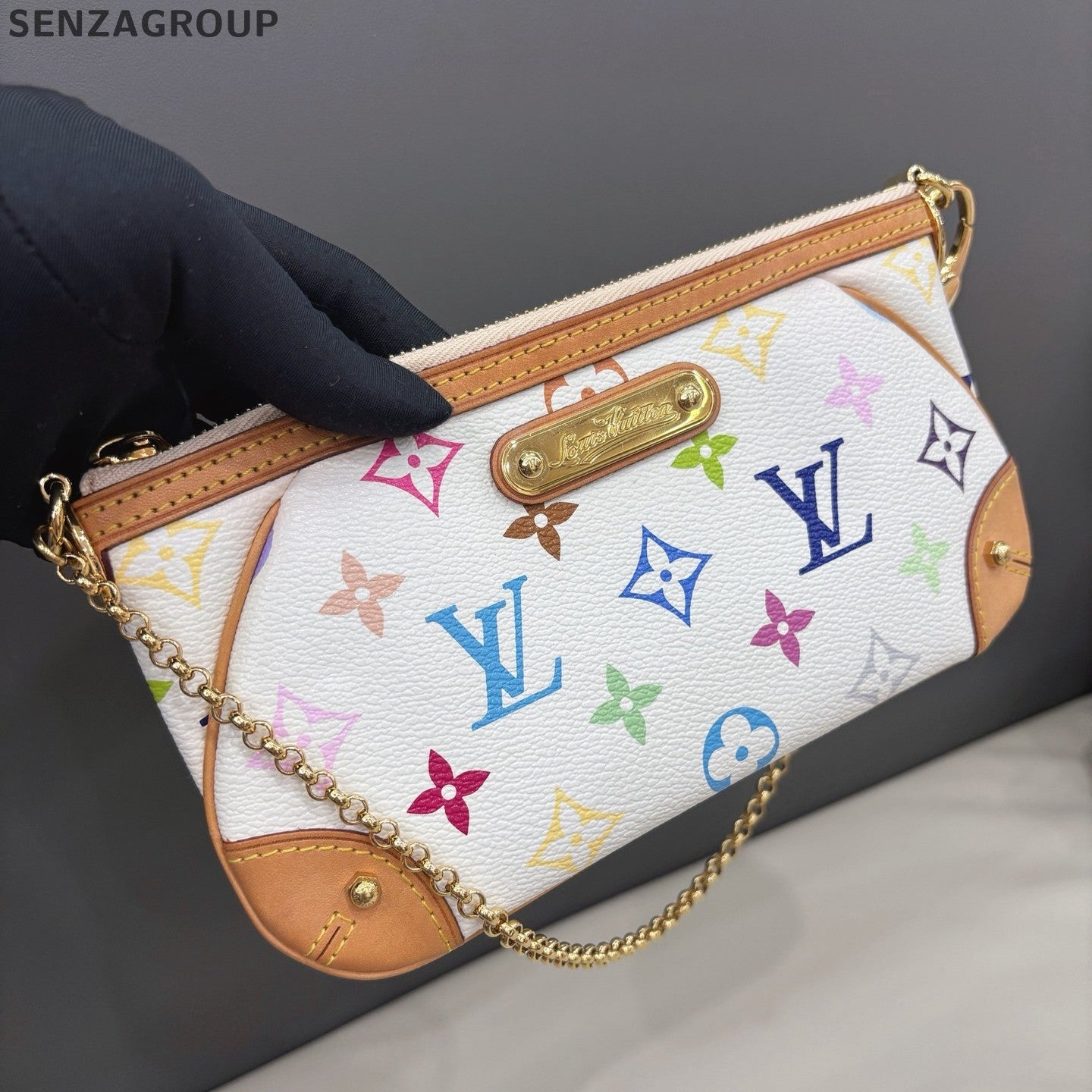 Louis Vuitton Monogram Chain Shoulder Bag White Multicolor Women Classic