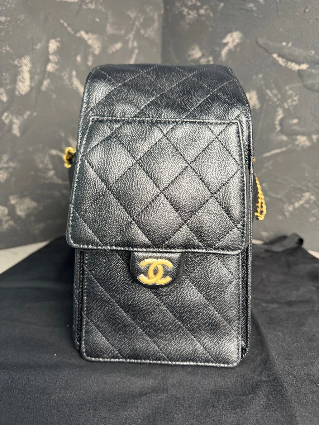 CHANEL 25Bag Medium Black Gold Leather Tote Bag For Women
