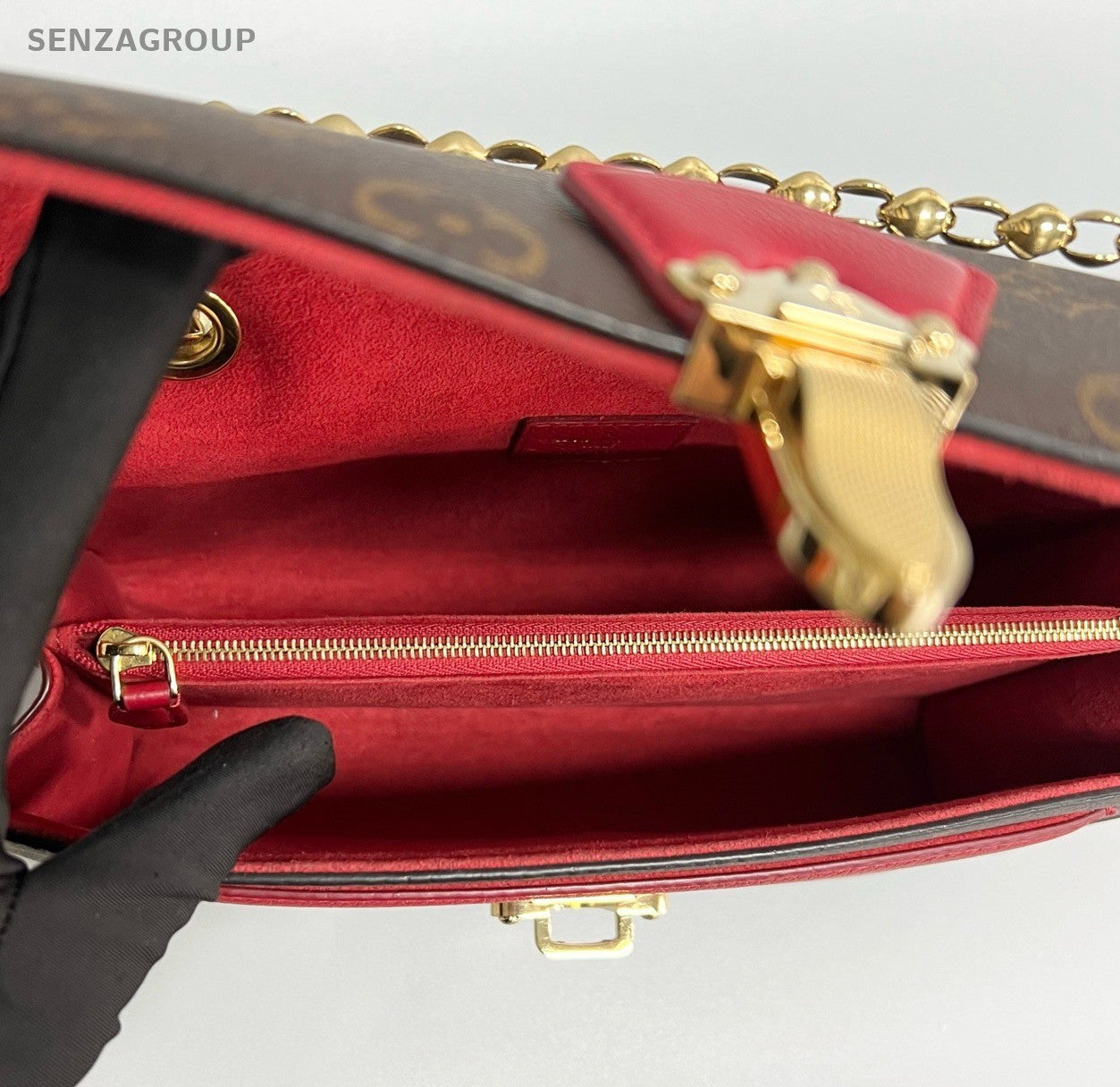 Louis Vuitton Victoire Monogram Chain Shoulder Bag Crossbody Brown Gold Women