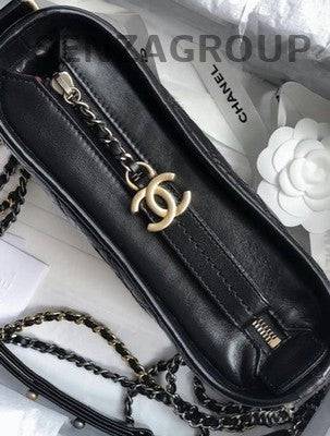 Chanel Gabrielle Hobo Small Calfskin Black Gold Chain Shoulder Bag