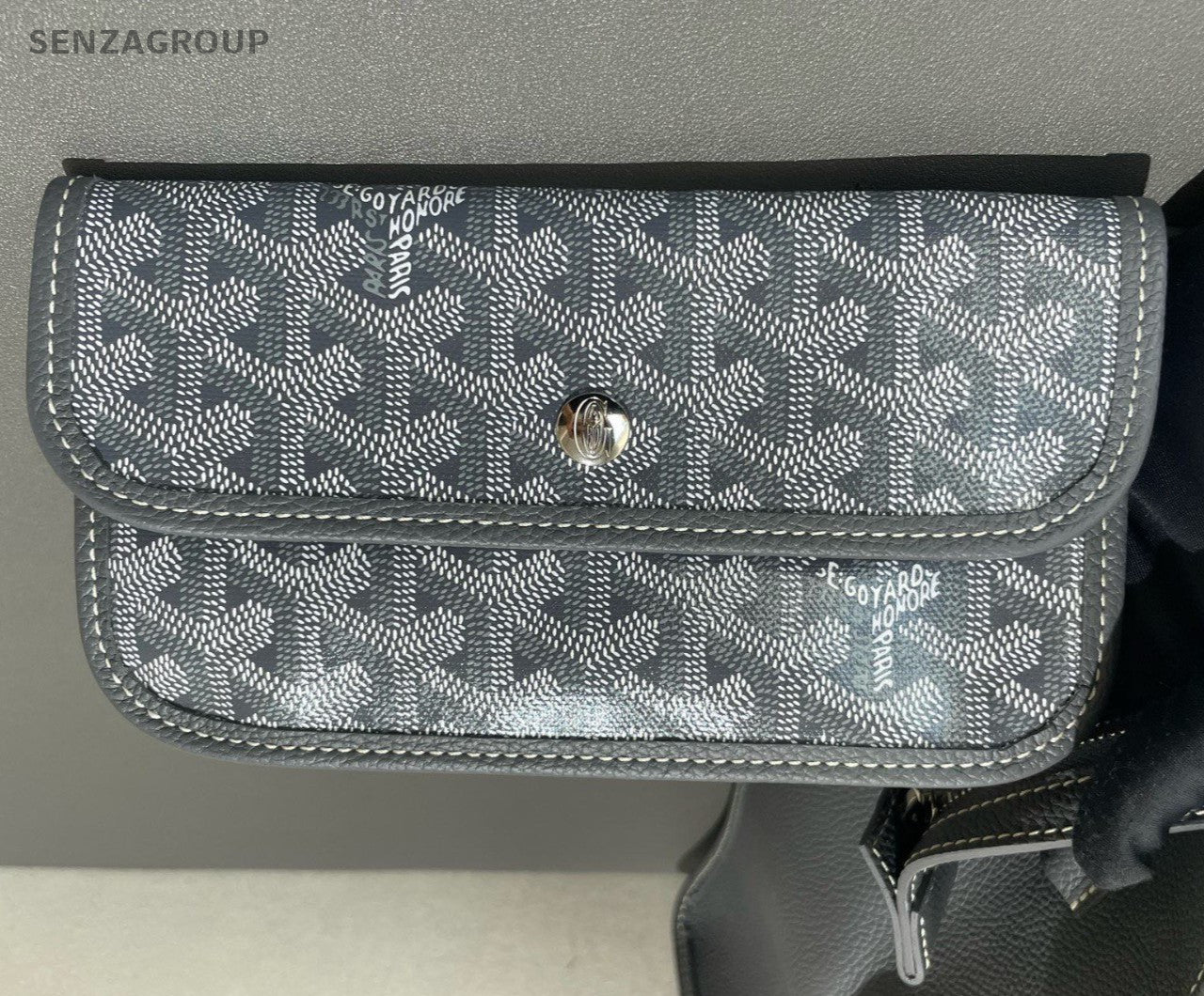 Goyard Hardy Tote PM Canvas Calfskin Shoulder Bag Gray Silver Unisex Adults