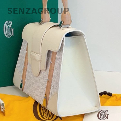 Goyard Saigon PM Top Handle Bag Crossbody White Used Women Classic