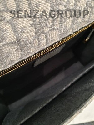 Dior Gray Gold Oblique Saddle Bag Classic Women's Shoulder Crossbody