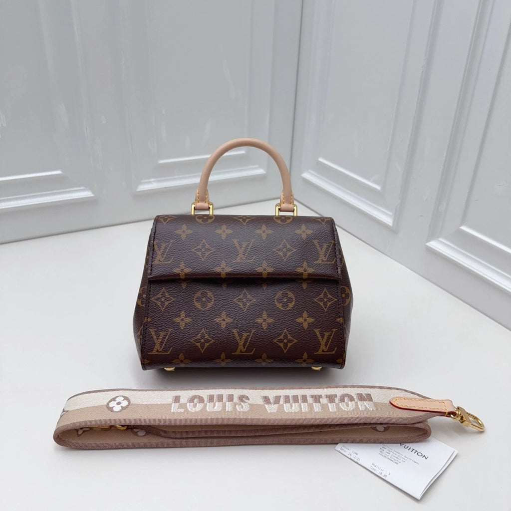 Louis Vuitton Cluny Brown Gold Crossbody Top Handle Excellent
