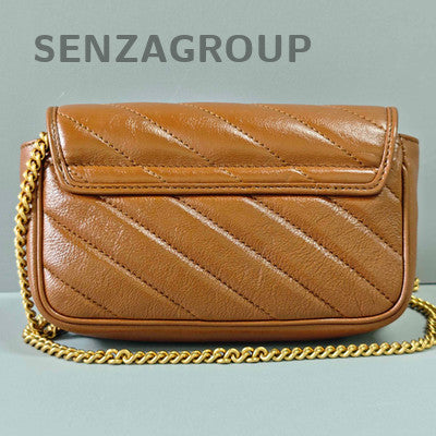 Gucci Marmont Mini Brown Gold Chain Crossbody Bag Classic Fashion