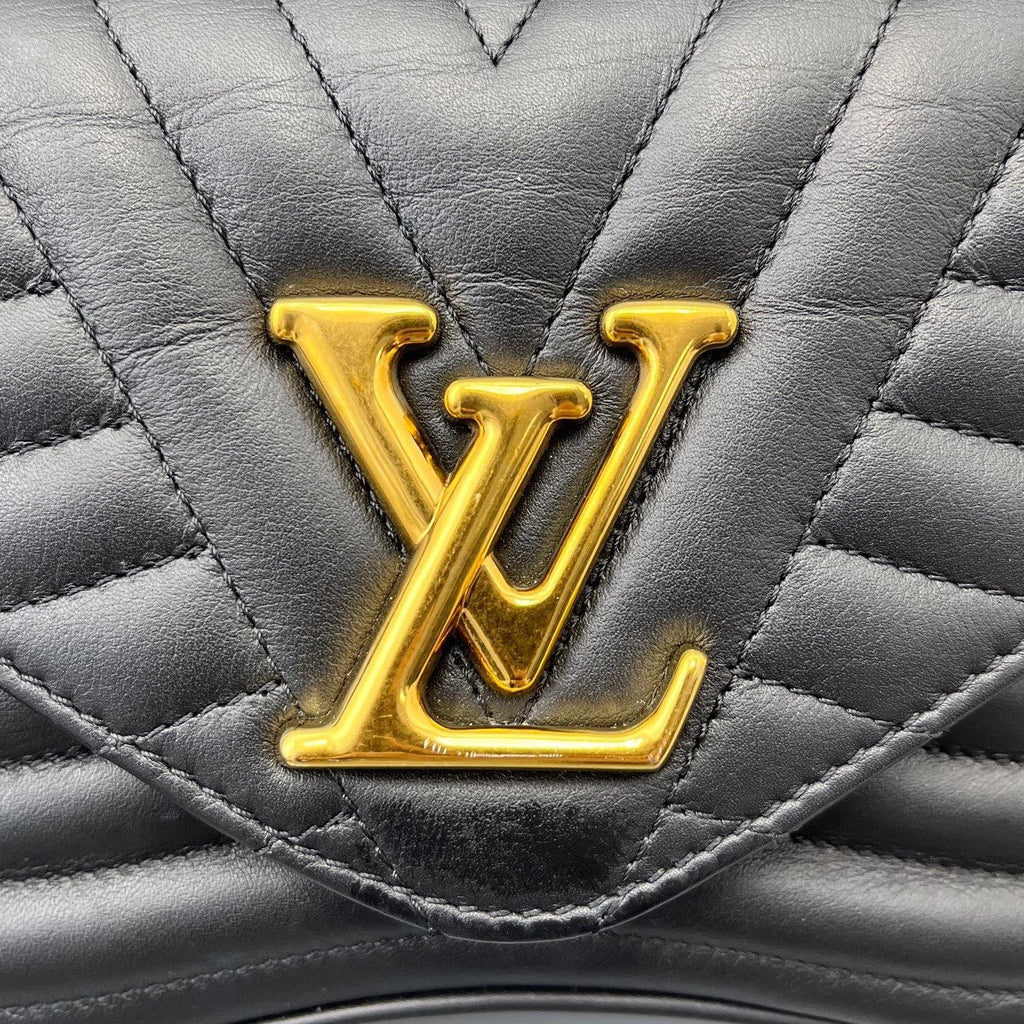 Authentic Louis Vuitton New Wave Black Quilted Leather Chain Shoulder Crossbody
