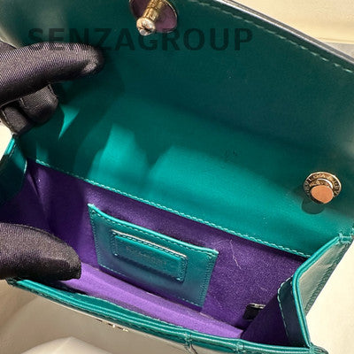 Bvlgari Serpenti Forever Green Leather Chain Shoulder Bag Gold Clasp