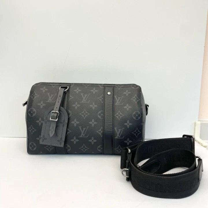 Louis Vuitton City Keepall27 Black Leather Handbag For Unisex