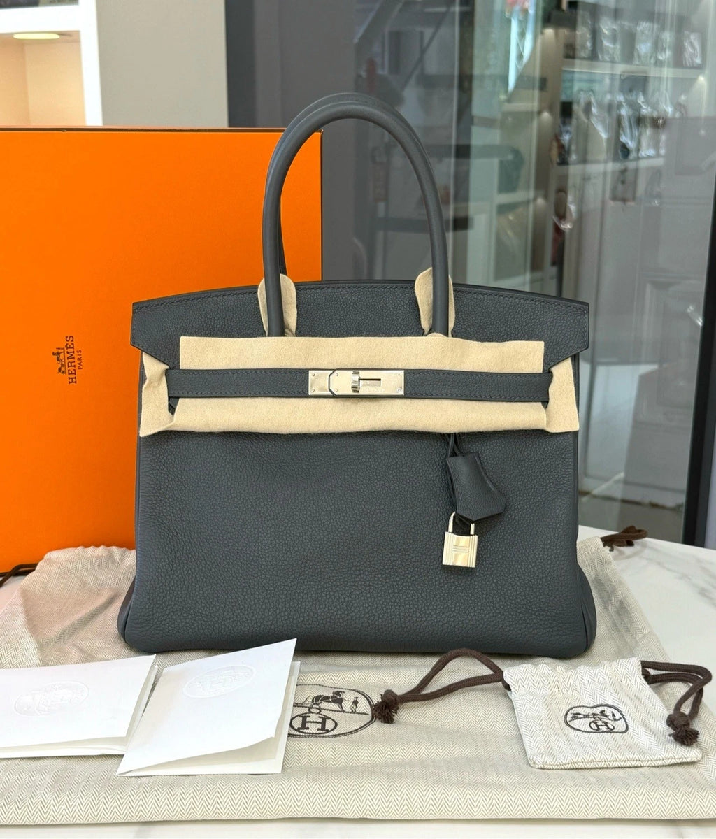 Hermes Birkin30 Gray Leather Handbag For Women