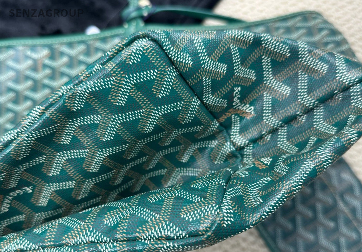 Goyard Saint Louis GM Canvas Monogram Tote Shoulder Bag With Pouch Women Green.