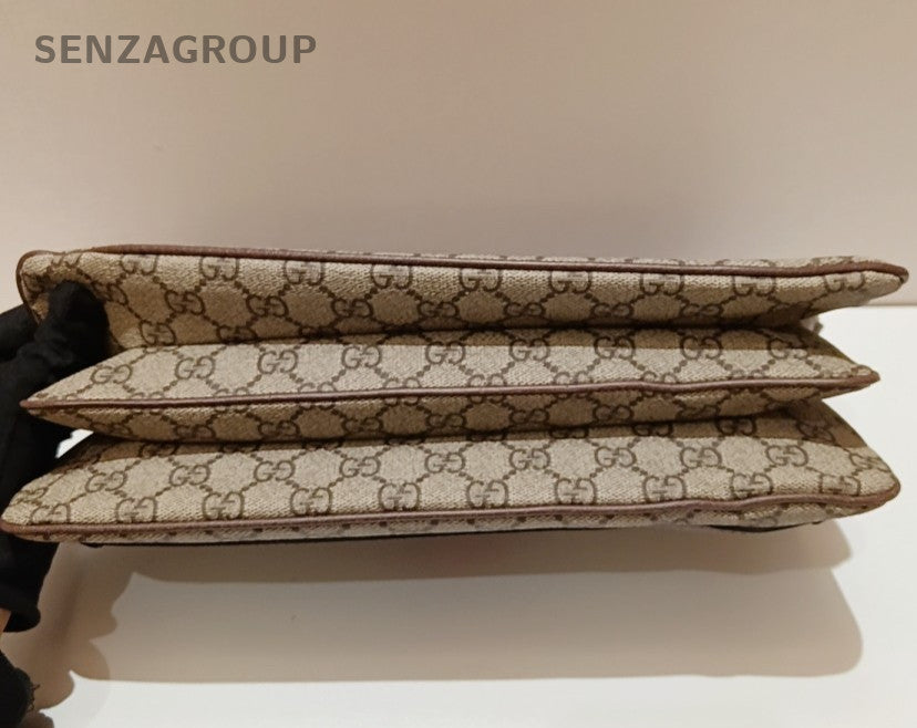 Gucci Ophidia Saddle Shoulder Bag Crossbody Brown Gold Women Classic