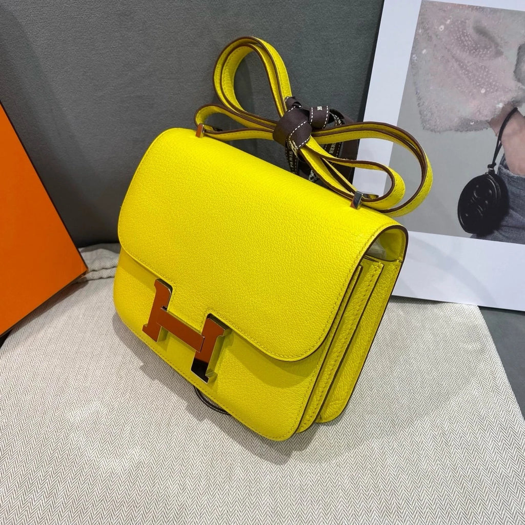 Hermes Constance19 Lemon Yellow Goatskin Women's Shoulder Bag