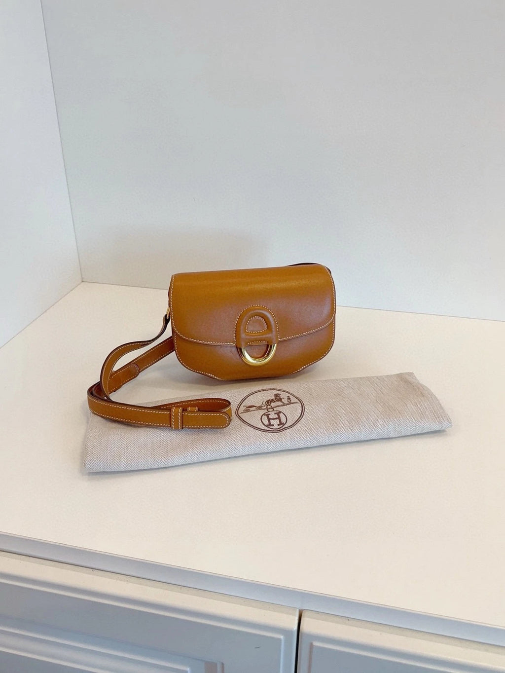 Hermes Cherche Midi18 Mini Brown Gold Shoulder Bag For Women