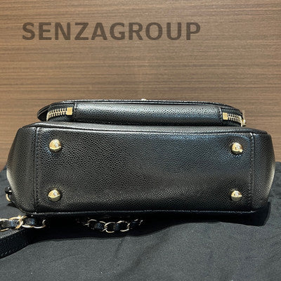 Chanel Black Caviar Leather Medium Messenger Bag with Chain Strap