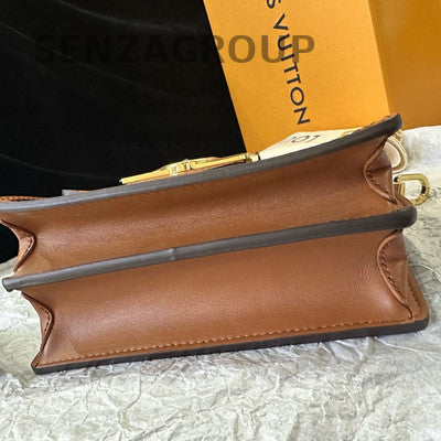Louis Vuitton Monogram Dauphine MM Shoulder Bag Brown Gold Hardware