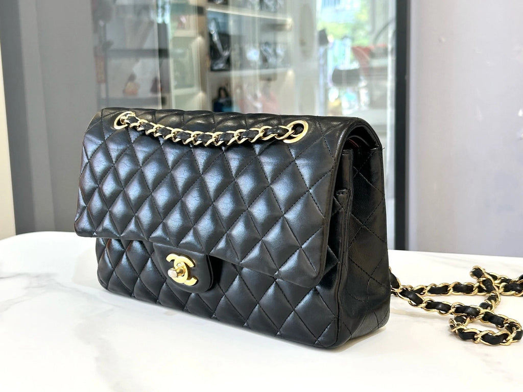 CHANEL CF Black Medium Lambskin Shoulder Bag For Women