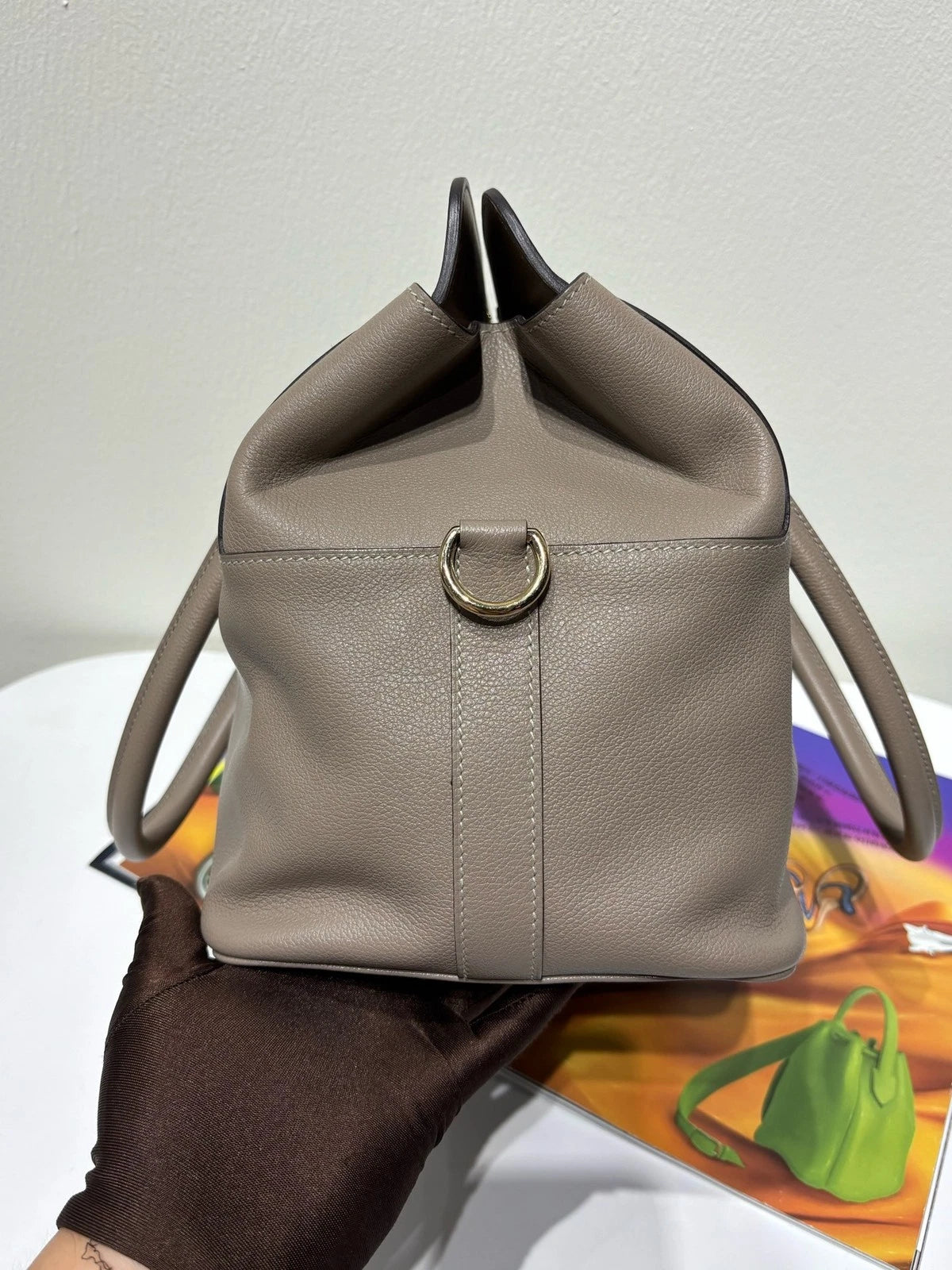 Hermes Toolbox 26 Evercolor Leather Gray Top Handle Bag For Women