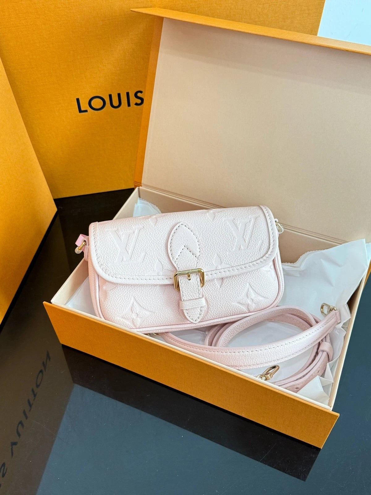 Louis Vuitton Nano Baguette Pink Leather Shoulder Bag For Women