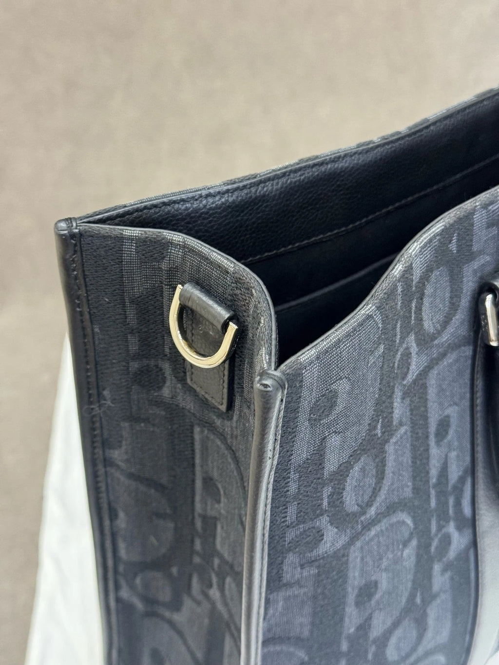 Dior Black Canvas Monogram Women Tote Handbag
