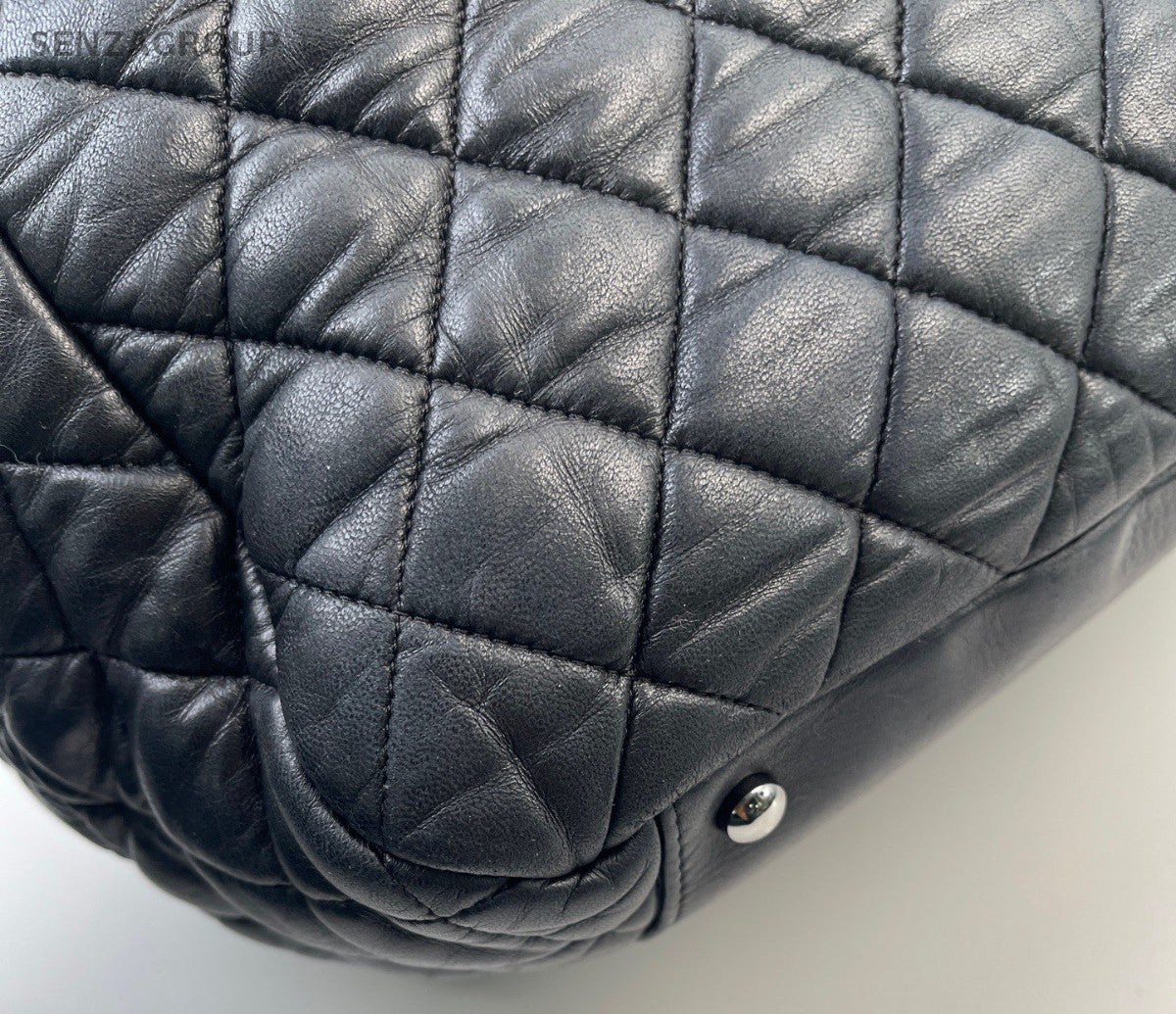 Chanel Diamond Airport Bag Chain Shoulder Bag Black Silver Women Classic