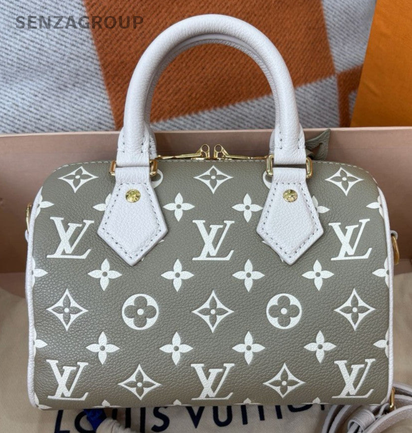 Louis Vuitton Speedy20 Monogram Calfskin Top Handle Crossbody Green Gold Women