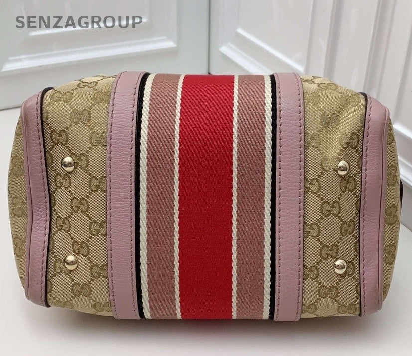 Gucci GG Supreme Leather Boston Pillow Bag Shoulder Crossbody Bag Women Pink