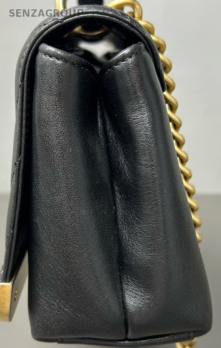 Chanel Lambskin Chain Shoulder Bag Crossbody Black Gold Women Classic Designer