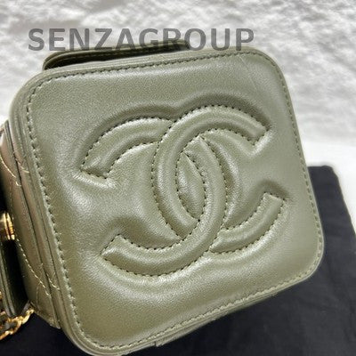Chanel 22K Duma Mini Cargo Olive Green Box Chain Crossbody Bag Women Classic