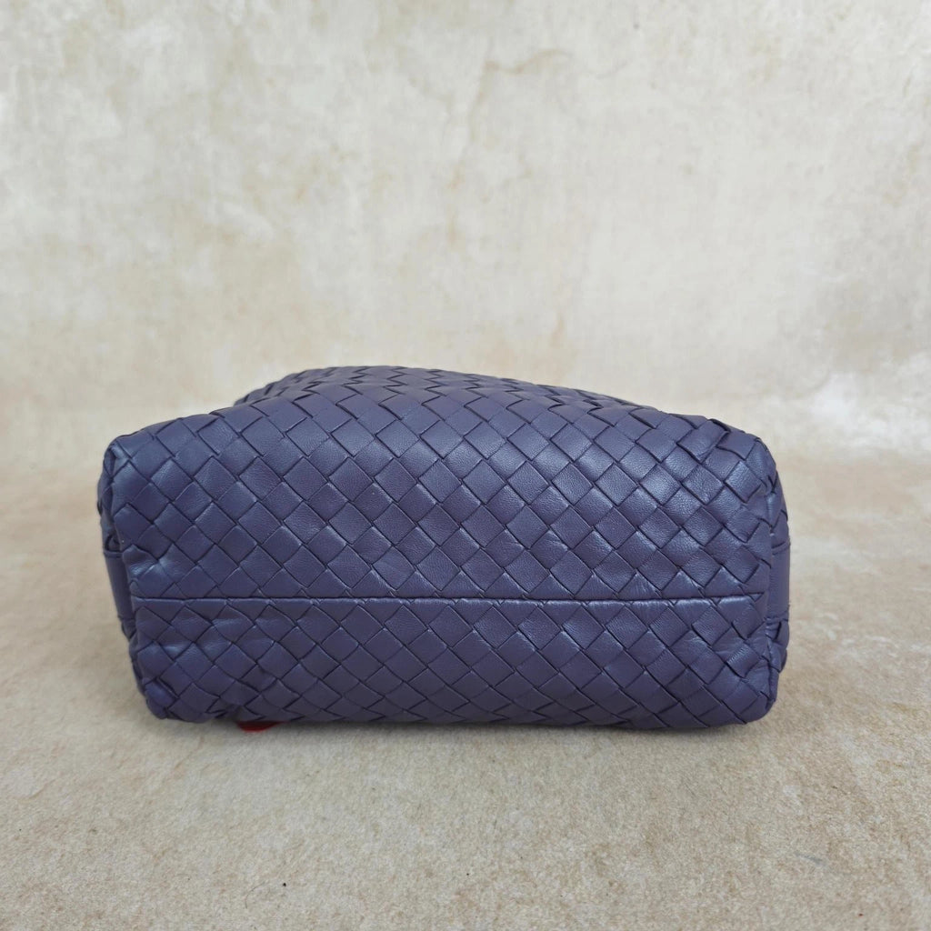 Bottega Veneta Purple Lambskin Woven Top Handle Bag For Women