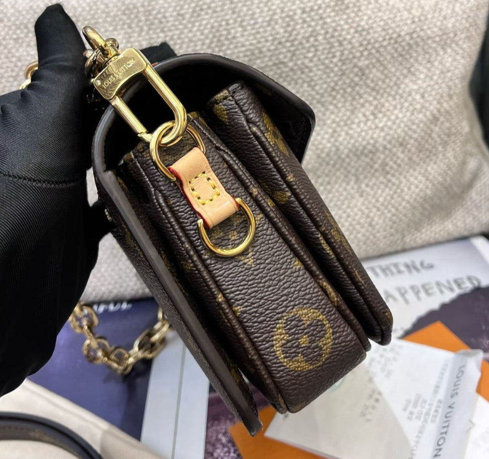 Louis Vuitton Metis East West Monogram Chain Shoulder Bag Crossbody Brown Women