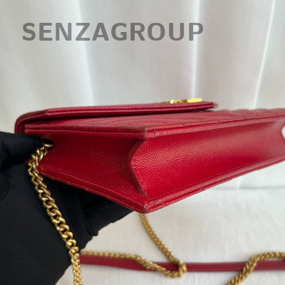 Saint Laurent Small Classic Red Gold Envelope Chain Shoulder Crossbody Bag