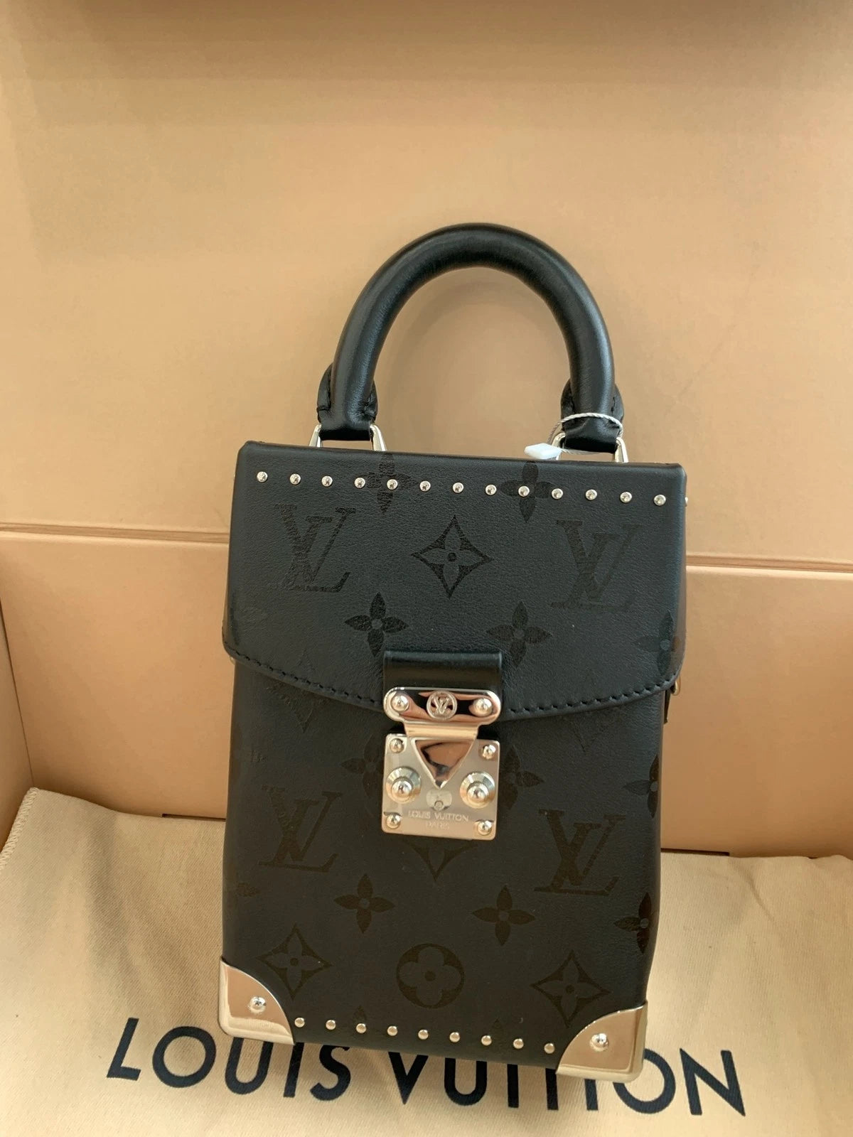 Authentic Louis Vuitton Vertical Trunk Black Crossbody Camera Bag
