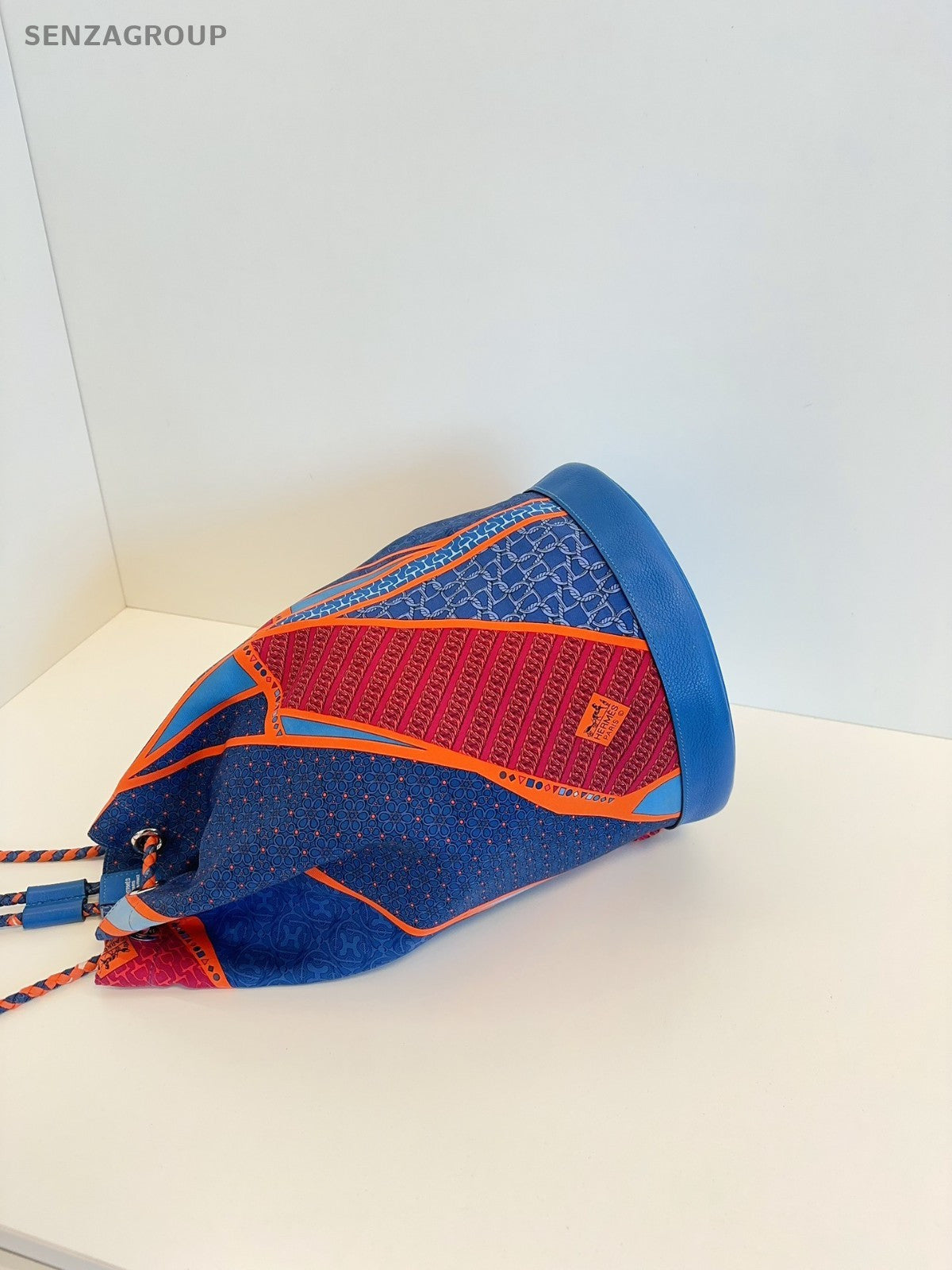 Hermes Orange Blue Drawstring Bucket bag