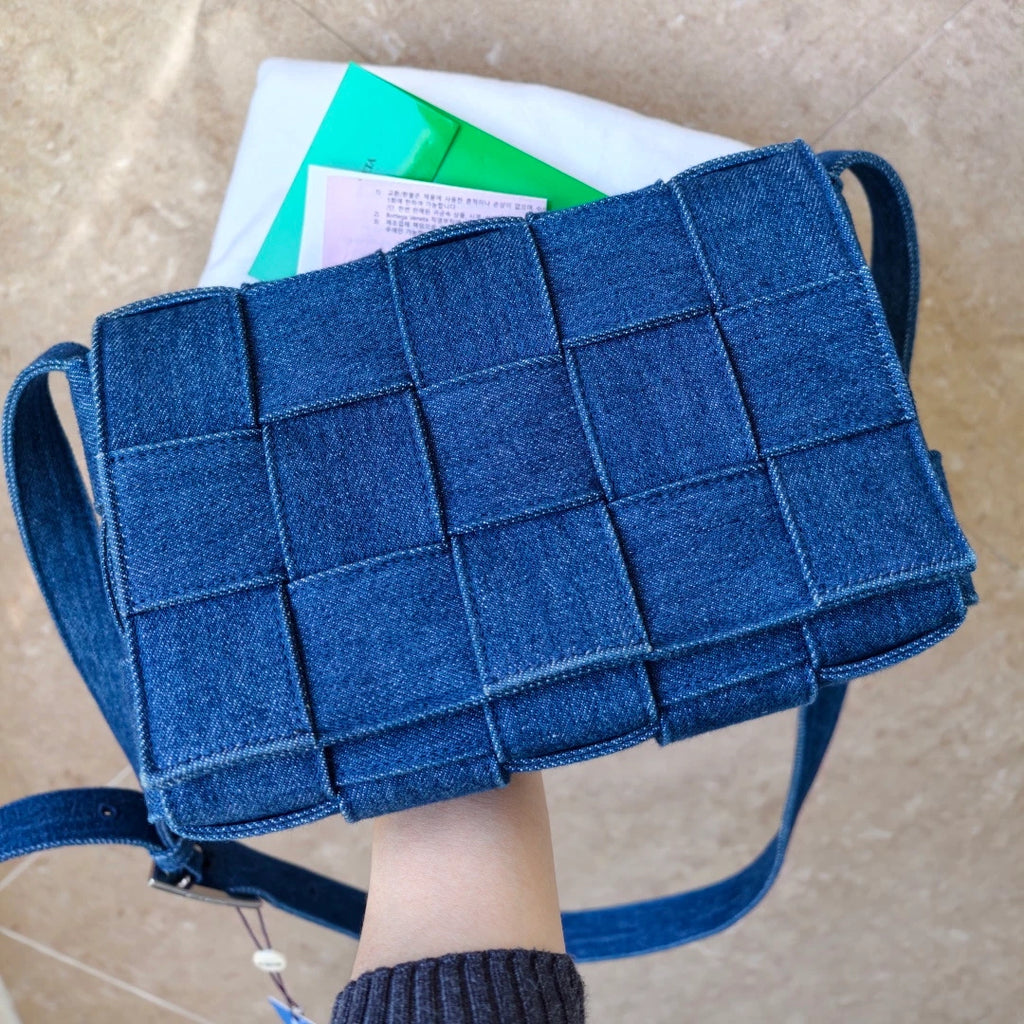 Bottega Veneta Cassette Denim Shoulder Crossbody Bag Blue Women Fashion