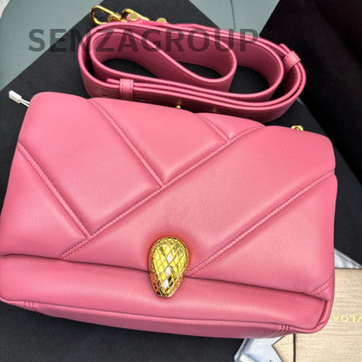 Bulgari Serpenti Forever Shoulder Bag Red Gold Chain Classic Women's Fashion