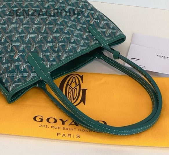 Goyard Anjou Mini Tote Top Handle Bag Shoulder Bag Green Silver Women Classic