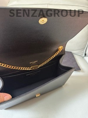 YSL Classic Caviar Chain Shoulder Crossbody Bag Medium Black Gold Women
