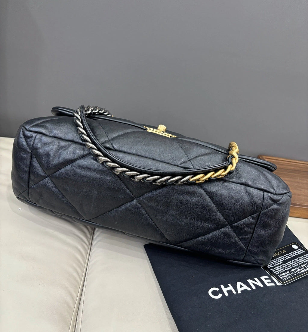 Chanel 19Bag GM Chain Shoulder Bag Crossbody Black Gold Women Classic Fashion