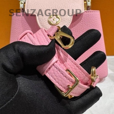 Louis Vuitton Capucines Mini Pink Gold Chain Shoulder Bag Women's Fashion
