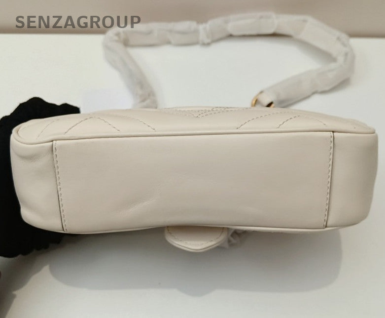 Gucci Marmont22 Chain Shoulder Bag Crossbody White Gold Women Classic Fashion
