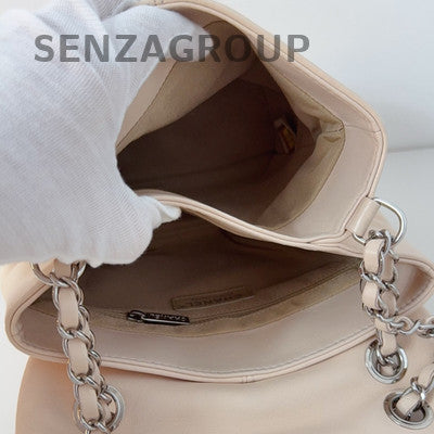 Chanel Pink Silver Quilted Chain Shoulder Bag Women's Fashion