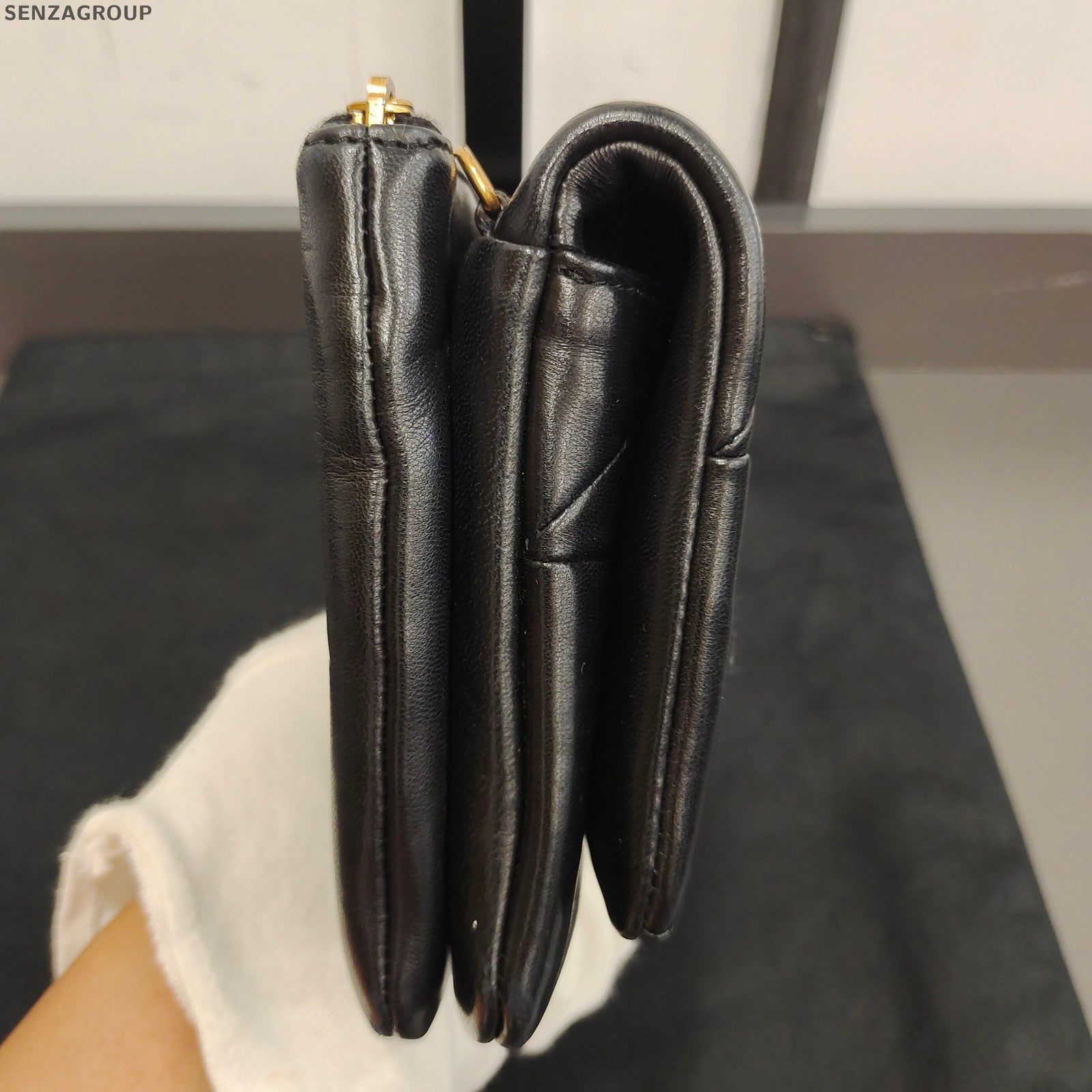 Saint Laurent Jamie Lambskin Shoulder Crossbody Bag Black Gold Classic