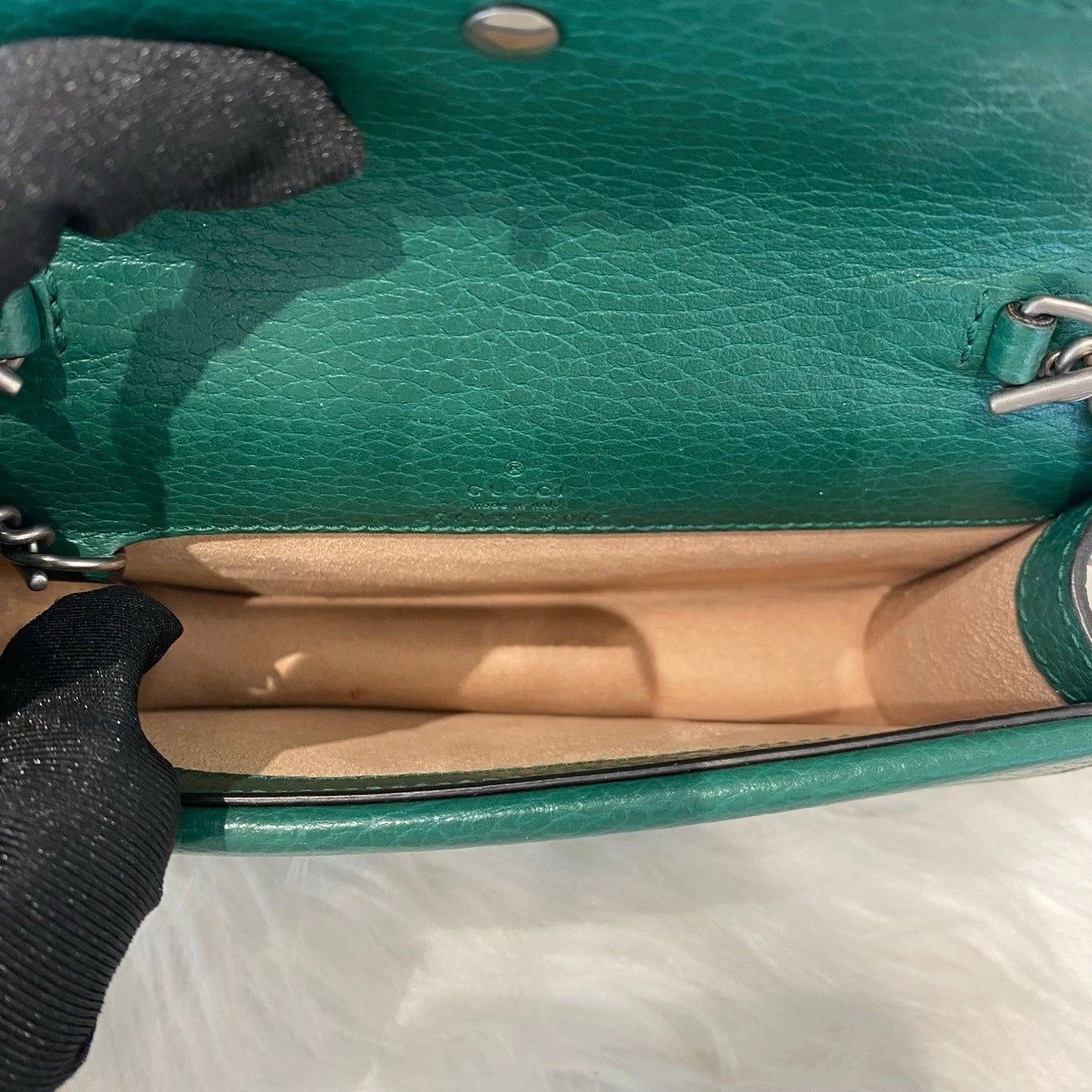 Gucci Dionysus Mini Chain Shoulder Bag Green Silver Classic Women