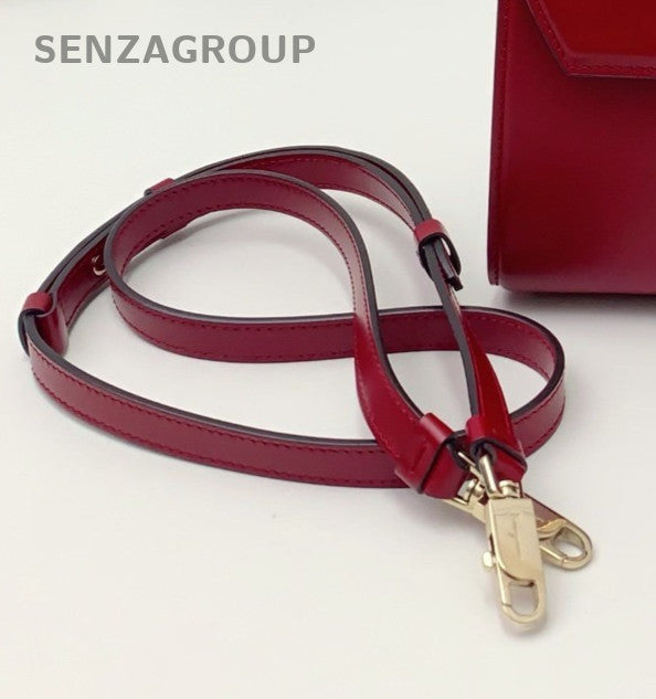 Salvatore Ferragamo Boxyz 2Way Top Handle Bag Crossbody Red Gold Women Classic
