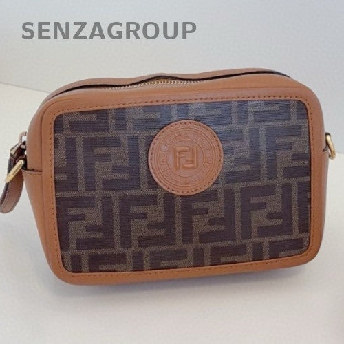 Fendi Camera Case 2Way Shoulder Bag Crossbody Brown Gold Women Classic