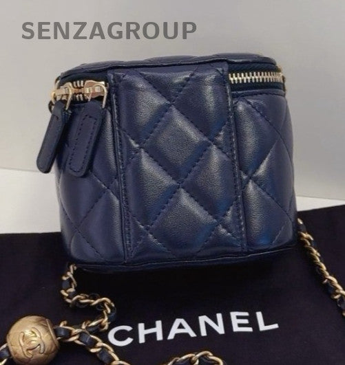 CHANEL Box mini Golden ball Chain Strap Shoulder handbag Navy Blue Women